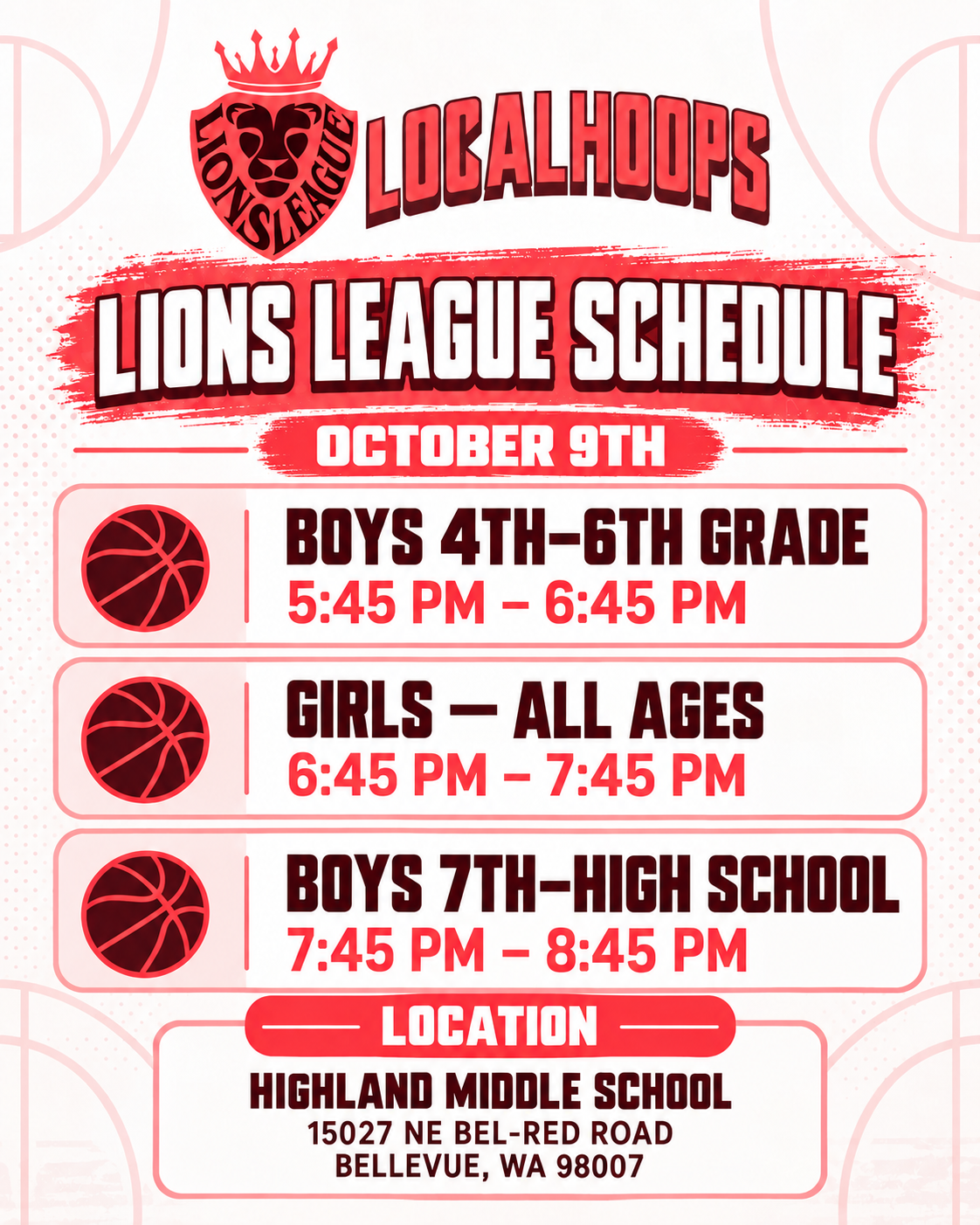 Fall 2026 Lions League Stars 10/9!